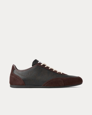 Jimmy Choo Sunny Perforated Leather Black / Chocolate Low Top Sneakers
