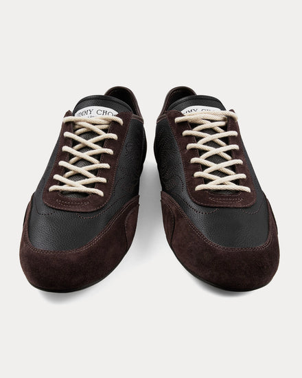 Jimmy Choo Sunny Perforated Leather Black / Chocolate Low Top Sneakers - 2