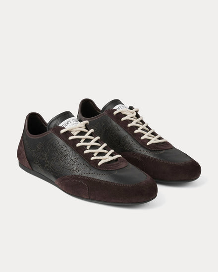 Jimmy Choo Sunny Perforated Leather Black / Chocolate Low Top Sneakers - 3