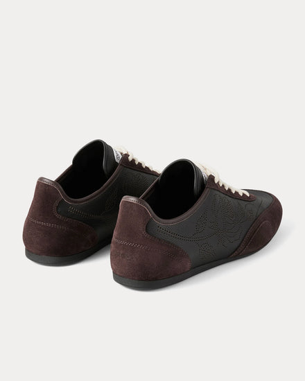 Jimmy Choo Sunny Perforated Leather Black / Chocolate Low Top Sneakers - 4