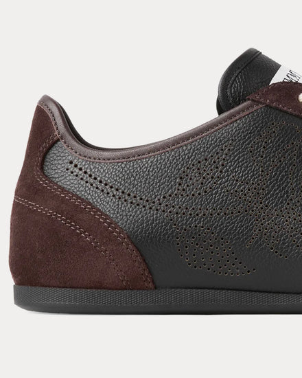 Jimmy Choo Sunny Perforated Leather Black / Chocolate Low Top Sneakers - 5