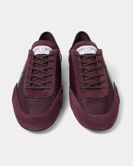 Jimmy Choo Sunny Eel Printed Leather Dark Merlot Low Top Sneakers - 2