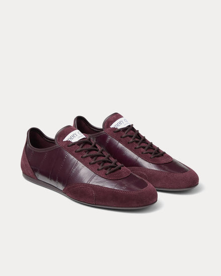 Jimmy Choo Sunny Eel Printed Leather Dark Merlot Low Top Sneakers - 3