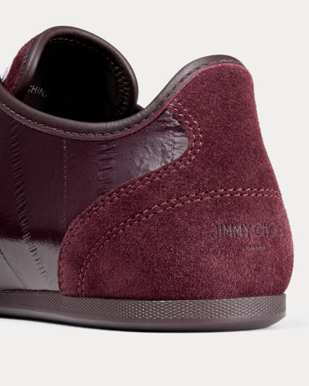 Jimmy Choo Sunny Eel Printed Leather Dark Merlot Low Top Sneakers - 5