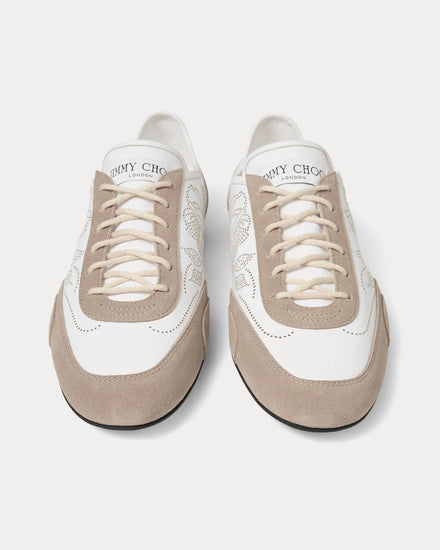 Jimmy Choo Sunny Perforated Leather White / Stone Low Top Sneakers - 2