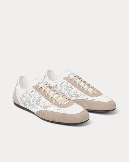 Jimmy Choo Sunny Perforated Leather White / Stone Low Top Sneakers - 3