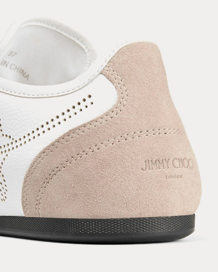 Jimmy Choo Sunny Perforated Leather White / Stone Low Top Sneakers - 5