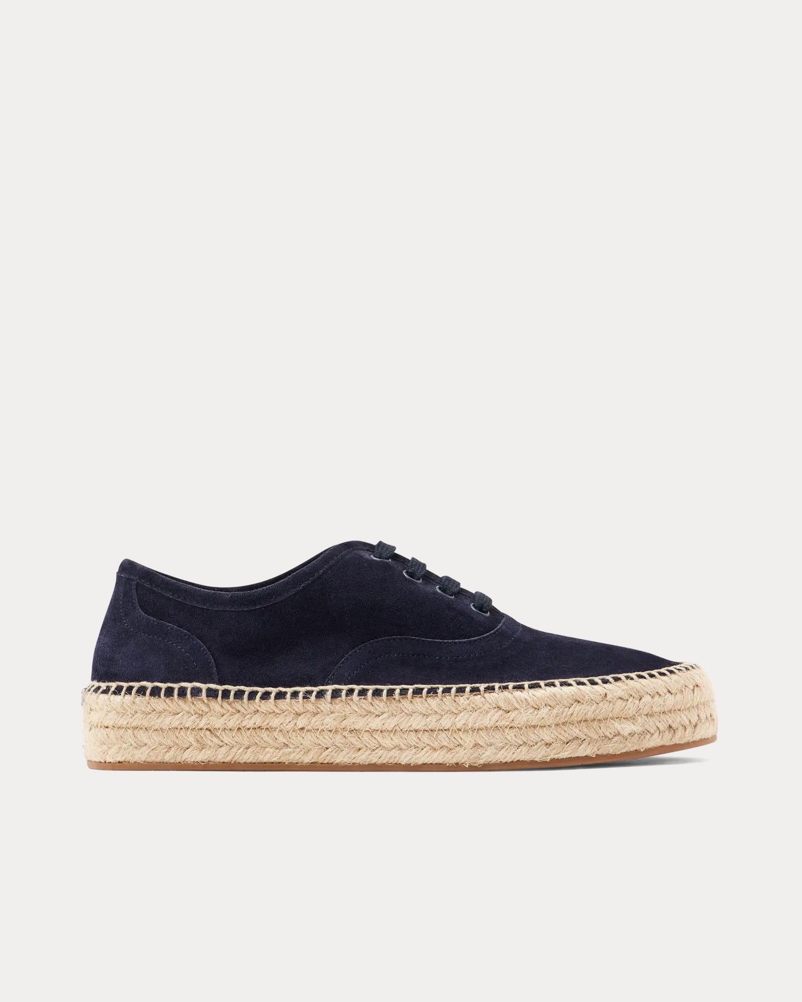 JW Anderson Men's Lace-Front Platform Espadrilles Suede Navy Low