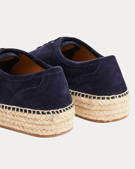 JW Anderson Lace-Front Platform Espadrilles Suede Navy Low Top Sneakers - 4