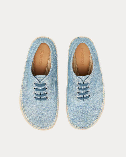 JW Anderson Lace-Front Platform Espadrilles Suede Blue Low Top Sneakers - 2