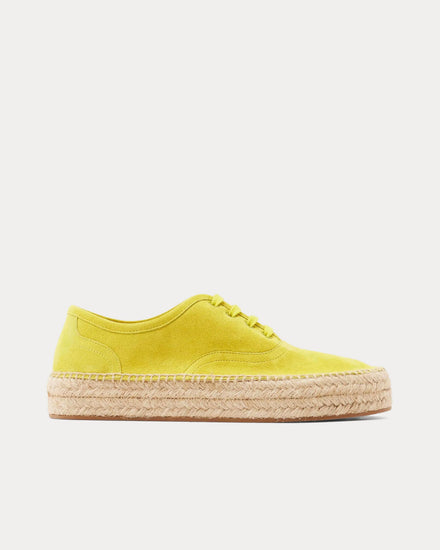 JW Anderson Lace-Front Platform Espadrilles Suede Lime Low Top Sneakers - 1