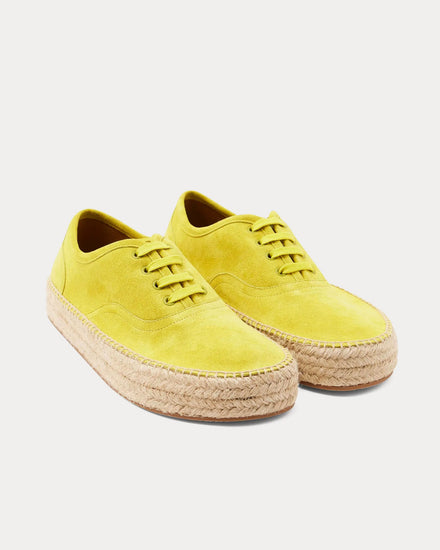 JW Anderson Lace-Front Platform Espadrilles Suede Lime Low Top Sneakers - 3
