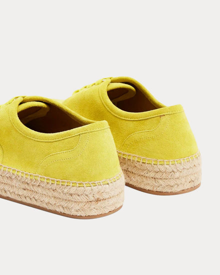 JW Anderson Lace-Front Platform Espadrilles Suede Lime Low Top Sneakers - 4
