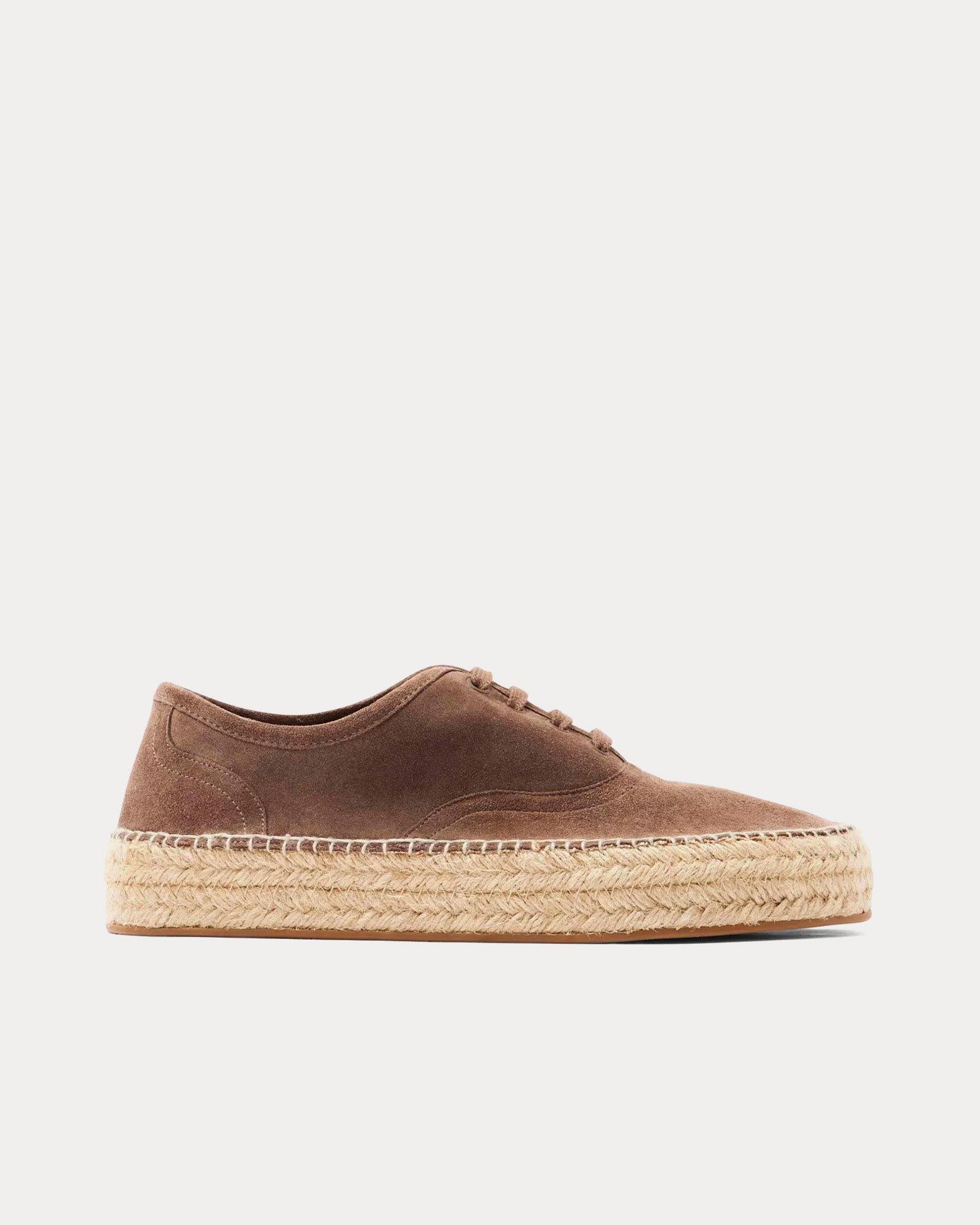 JW Anderson Lace-Front Platform Espadrilles Suede Taupe Low Top