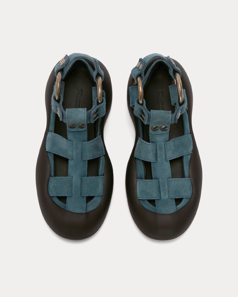 JW Anderson Bubble Suede Flat Blue Sandals - 2