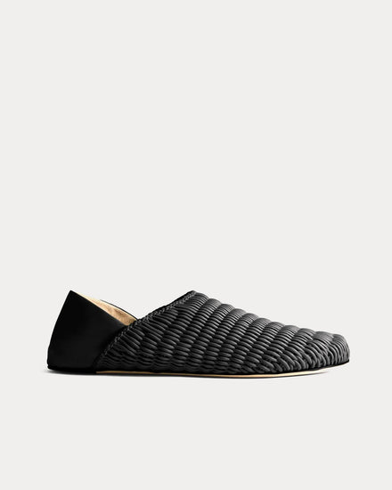 JW Anderson Slipper Woven Leather Black Mules - 1