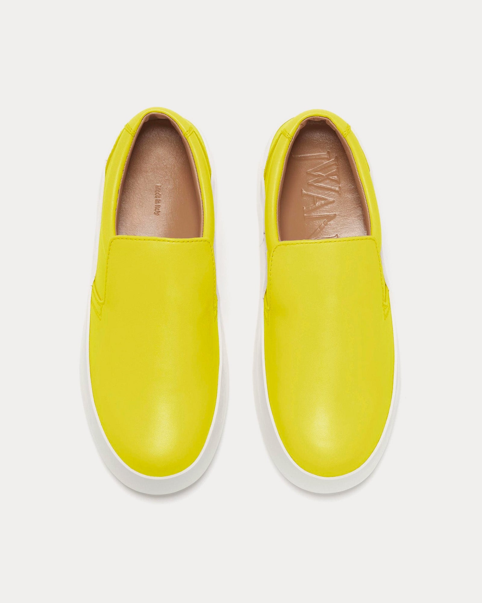 JW Anderson - Smooth Leather Fluro Yellow Slip On Sneakers