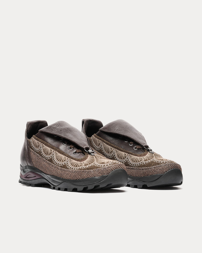 Kiko Kostadinov Men's Chalice Lace-Up Dark Brown Low Top Sneakers