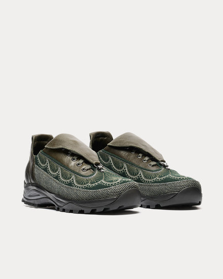 Kiko Kostadinov Men's Chalice Lace-Up Khaki Low Top Sneakers