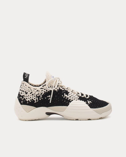 Lanvin Flash-Knit Cotton Ecru / Black Low Top Sneakers - 1