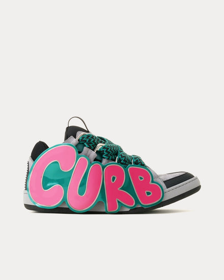 Lanvin Curb Patch Dark Green / Pink Low Top Sneakers - 1