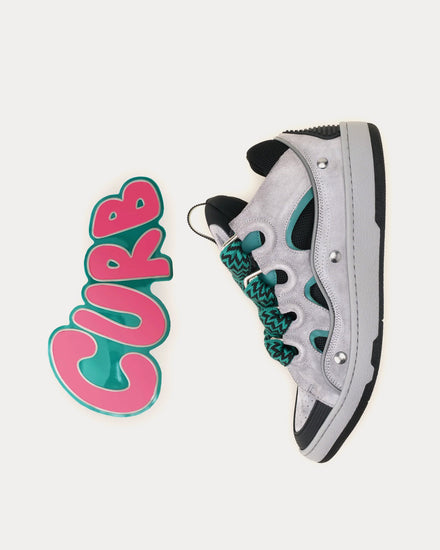 Lanvin Curb Patch Dark Green / Pink Low Top Sneakers - 2