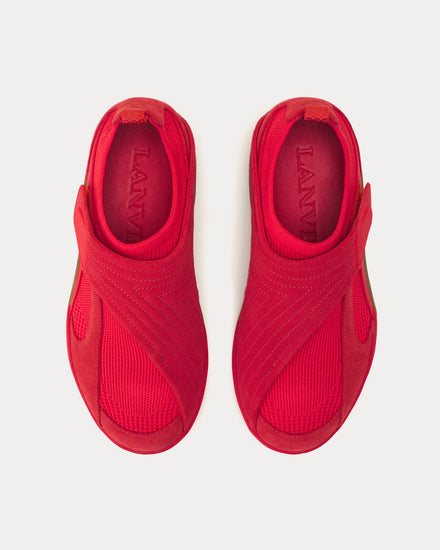 Lanvin LNV1 Knit & Suede Poppy Red / Honey Slip On Sneakers - 2