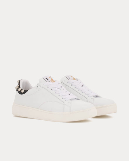 Lanvin DDBO Studded Leather White / Silver Low Top Sneakers - 3