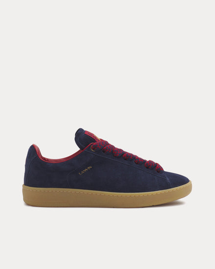 Lanvin Lite Curb Suede Navy Blue / Red Low Top Sneakers - 1