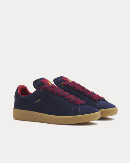 Lanvin Lite Curb Suede Navy Blue / Red Low Top Sneakers - 3