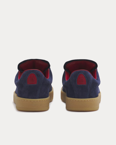 Lanvin Lite Curb Suede Navy Blue / Red Low Top Sneakers - 4