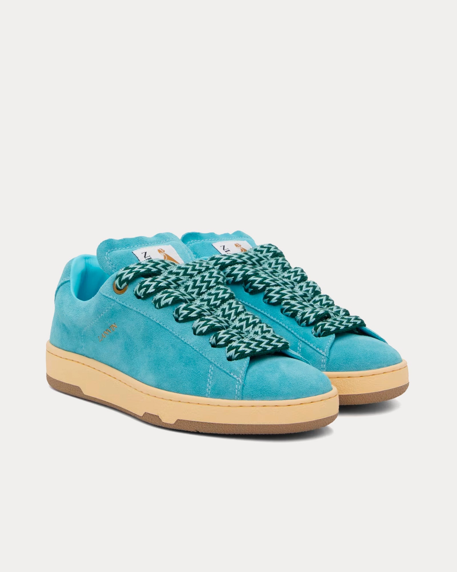 Lanvin - Lite Curb Suede Budgie Blue Low Top Sneakers