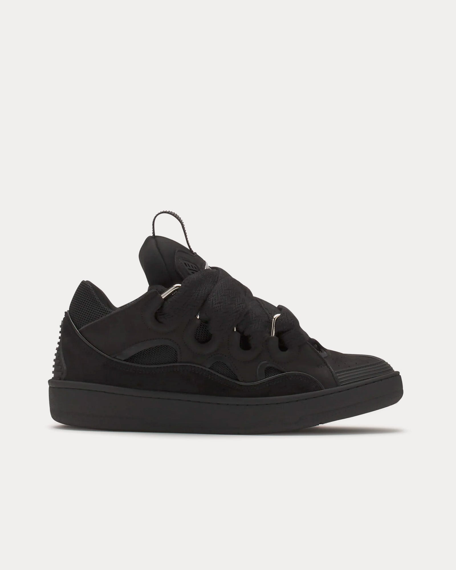 Lanvin Men's Curb Leather Black / Black Low Top Sneakers