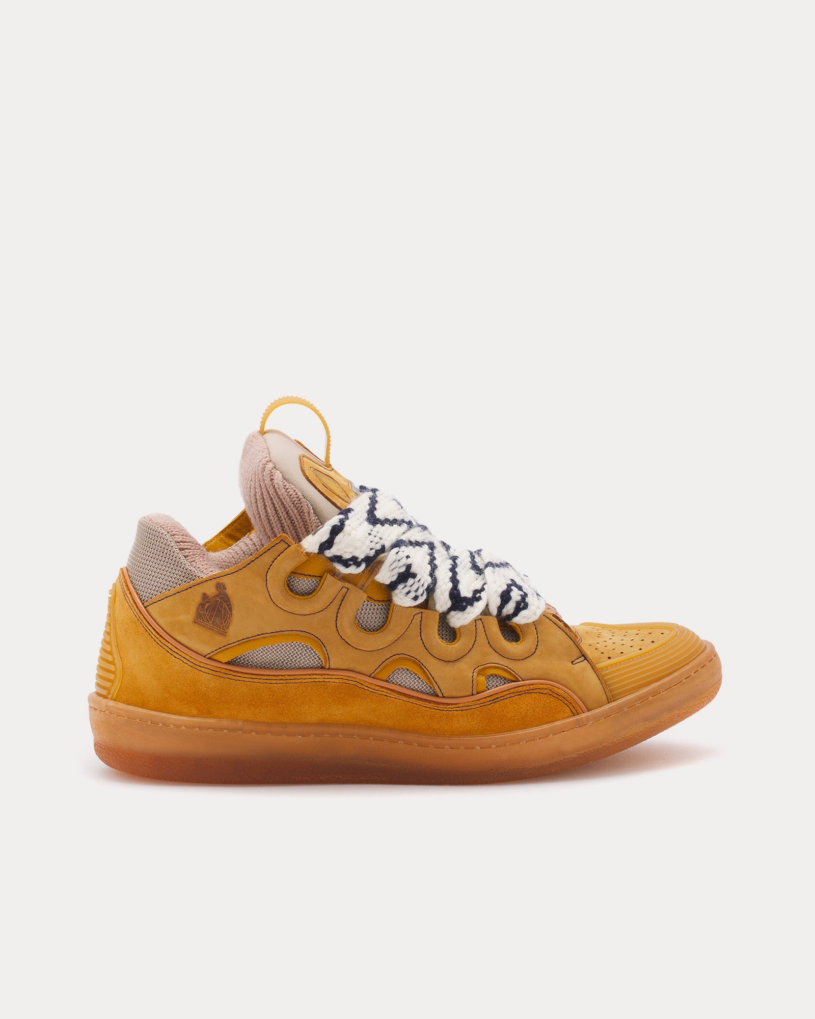 Lanvin Men's Curb Leather Honey Low Top Sneakers
