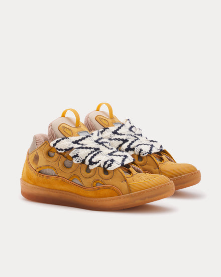 Lanvin Curb Leather Honey Low Top Sneakers - 3