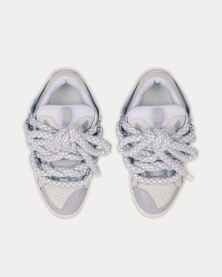 Lanvin Curb Leather with Snake Laces White / Grey Low Top Sneakers - 2