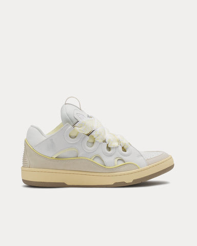 Lanvin Curb Leather White / Beige Low Top Sneakers