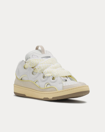Lanvin Curb Leather White / Beige Low Top Sneakers - 3