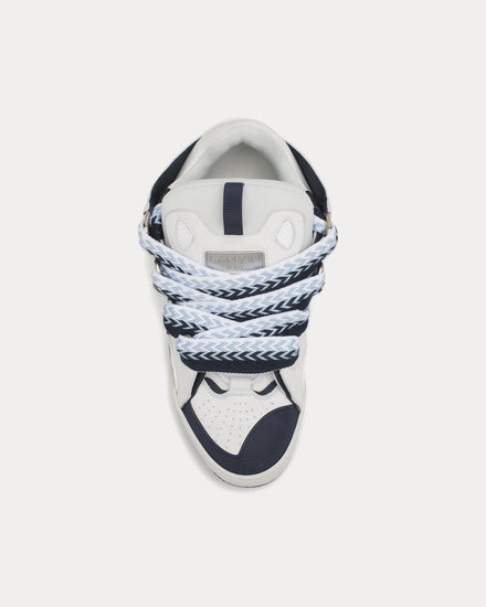 Lanvin Curb Leather White / Navy Blue Low Top Sneakers - 2