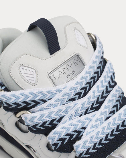 Lanvin Curb Leather White / Navy Blue Low Top Sneakers - 5