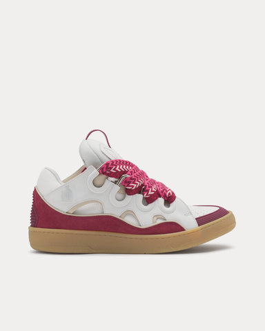 Lanvin Curb Leather White / Raspberry Low Top Sneakers