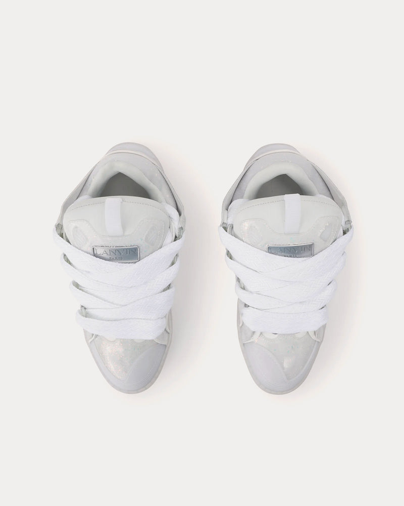 Lanvin Curb Leather with Glitter Effect White / White Low Top Sneakers - 2