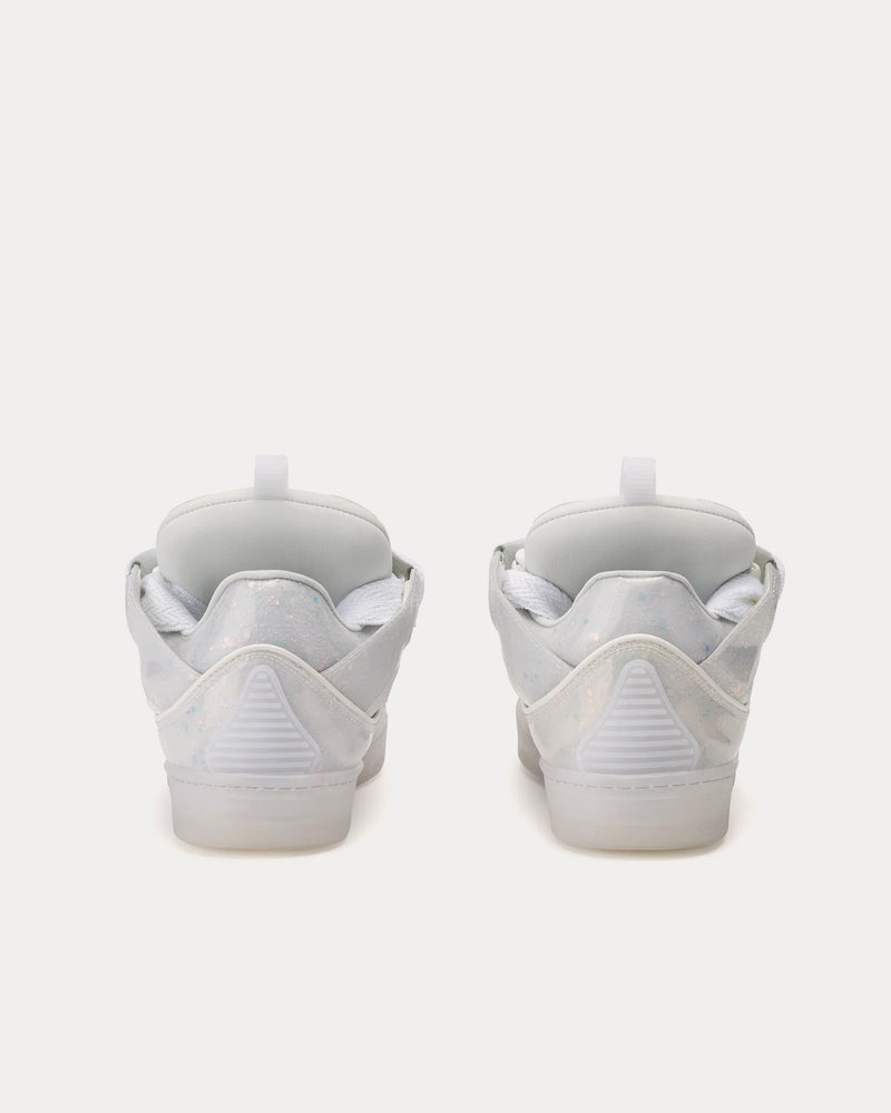 Lanvin Curb Leather with Glitter Effect White / White Low Top Sneakers - 4