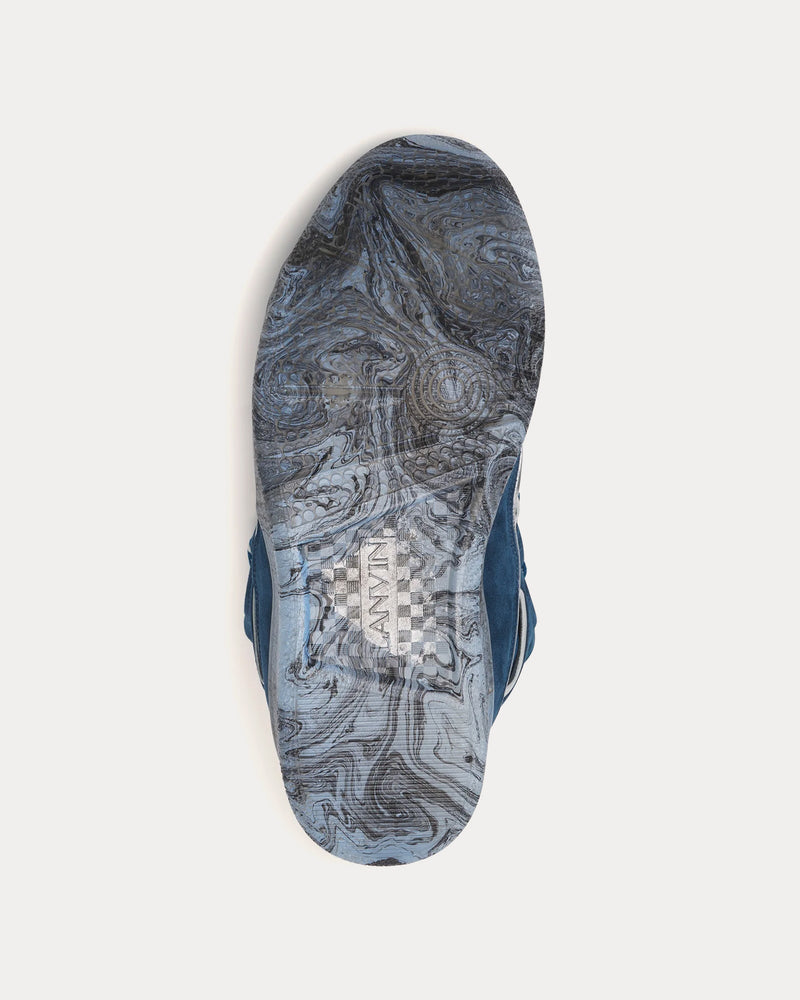 Lanvin Curb Leather with Marbled Sole Blue / Silver Low Top Sneakers - 5