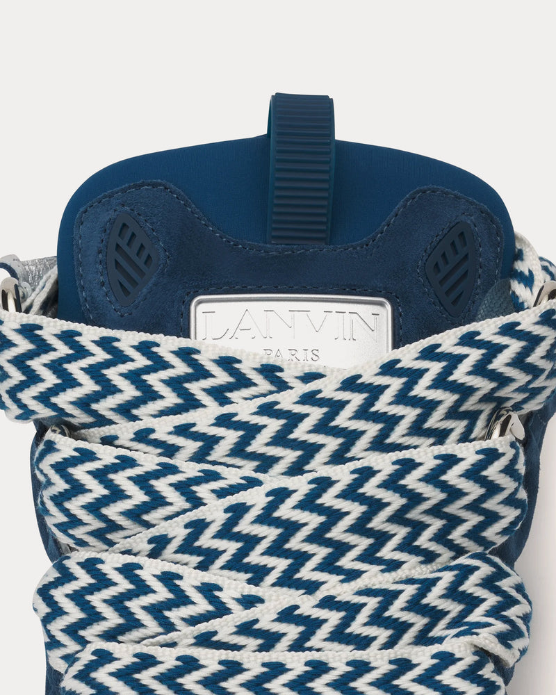 Lanvin Curb Leather with Marbled Sole Blue / Silver Low Top Sneakers - 6