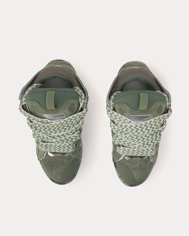 Lanvin Curb Leather with Marbled Sole Green / Silver Low Top Sneakers - 2