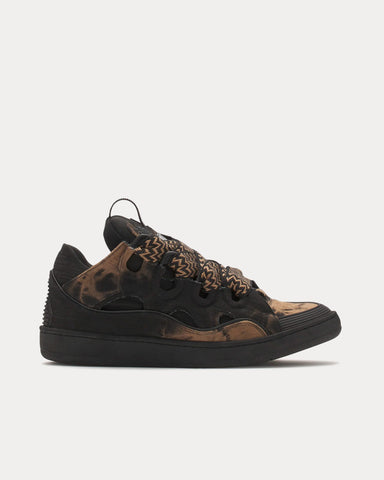 Lanvin Curb Washed Denim Black / Beige Low Top Sneakers