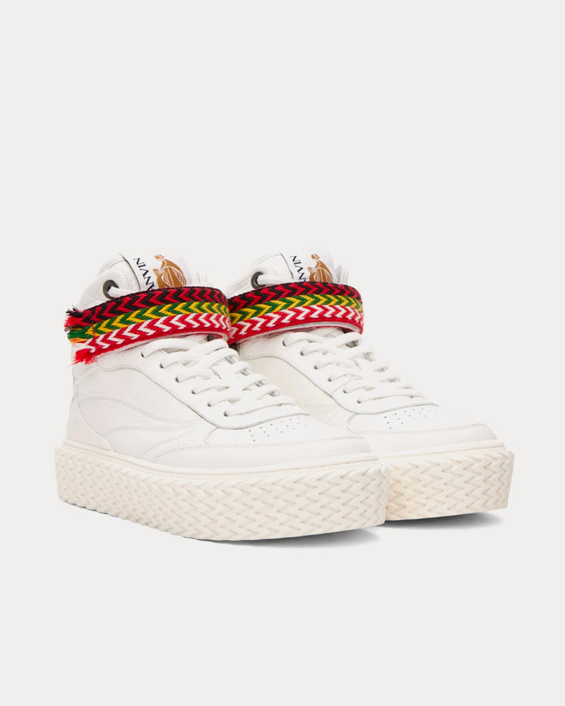 Lanvin Curbies Leather White High Top Sneakers - 2