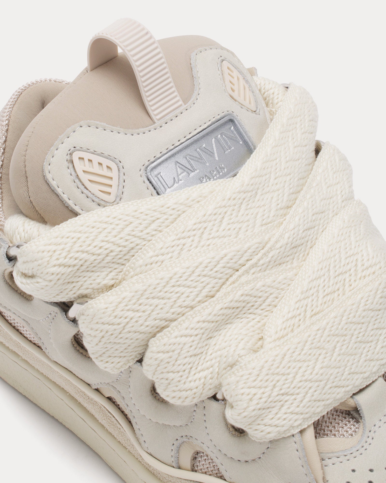 Lanvin Girls Leather Curb Trainers in Beige