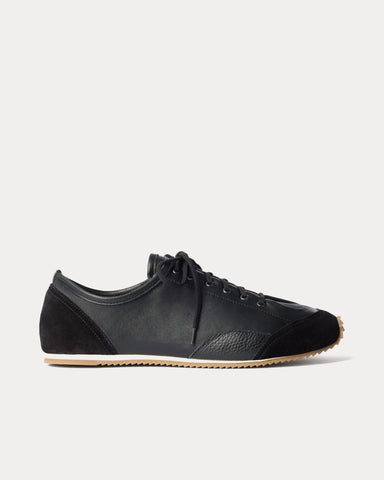 Lemaire Gummy Grips Mixed Leather Black Low Top Sneakers